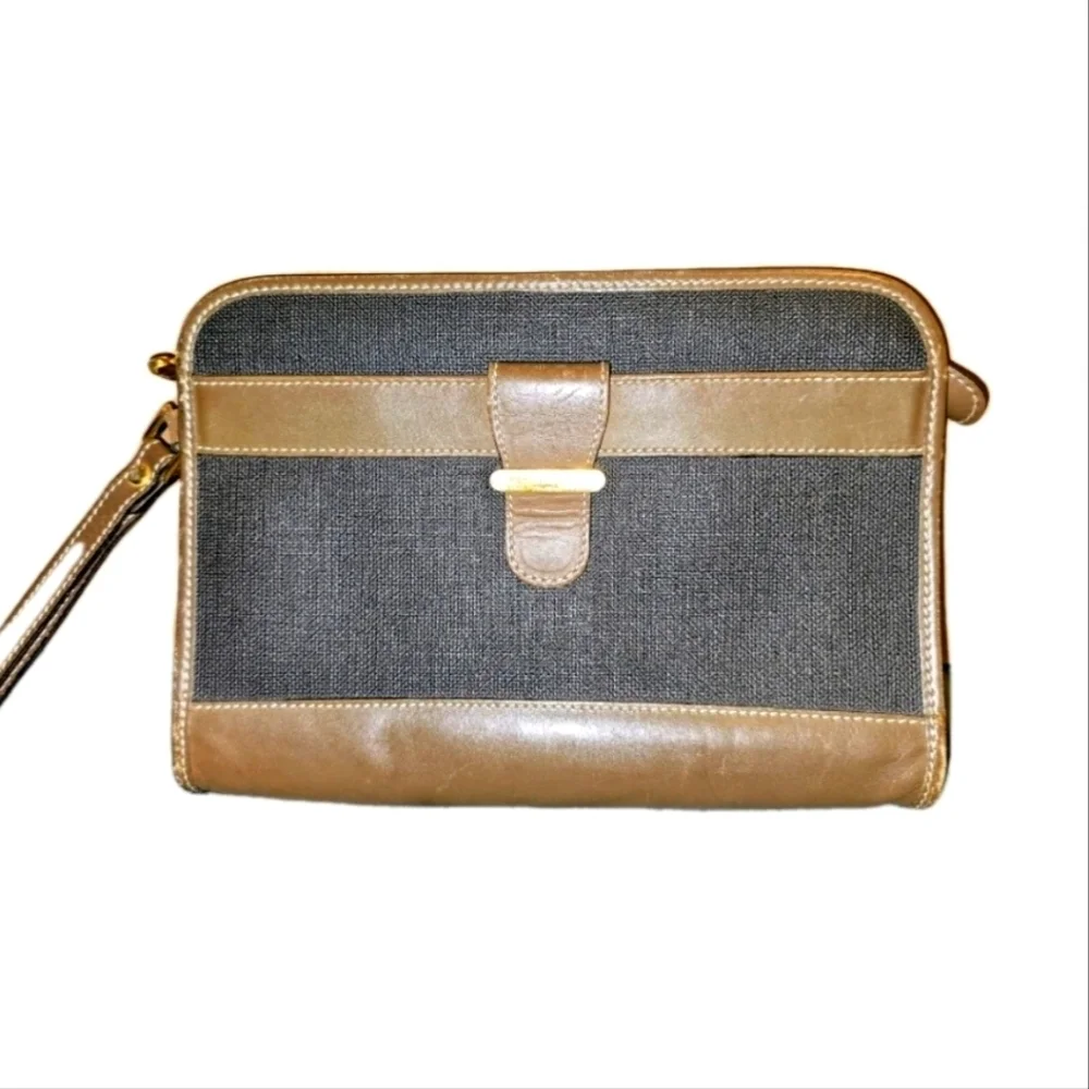 Men's Dunhill Black and Brown Leather Travel Bag